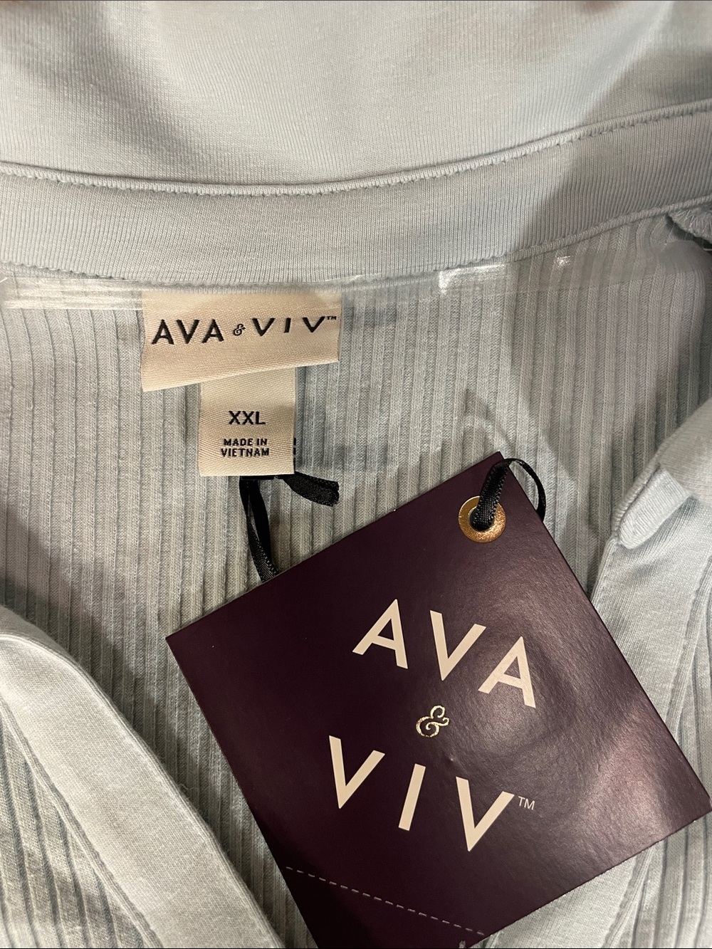 Ava & Viv Blue Ribbed Button-Down Bell Sleeve Blouse Plus Size XXL | NWT - Picture 3 of 4